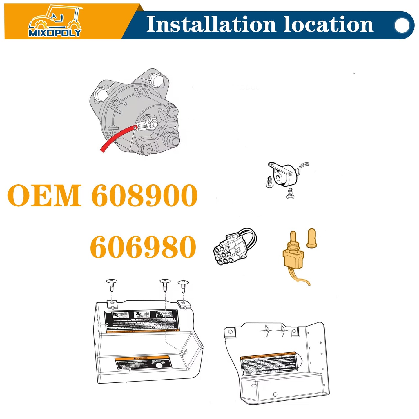 MIXOPOLY Golf Cart Run Tow Switch Replacement Kit for EZGO RXV and 2Five Electric 2008-up, OEM 608900