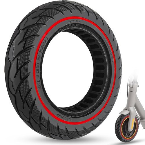 GLDYTIMES 10x2/54-152 Solid Tire, 10x2.125 Tubeless Tyre Fit for Ninebot F25/ F30/ F40/ F65/ D40X/ D18W/ D28U Swagtron SG-5 VOLPAM SP01/SPT7 Electric Scooter, Fit for 50/75-6.1 Original Tire, Red 1pc