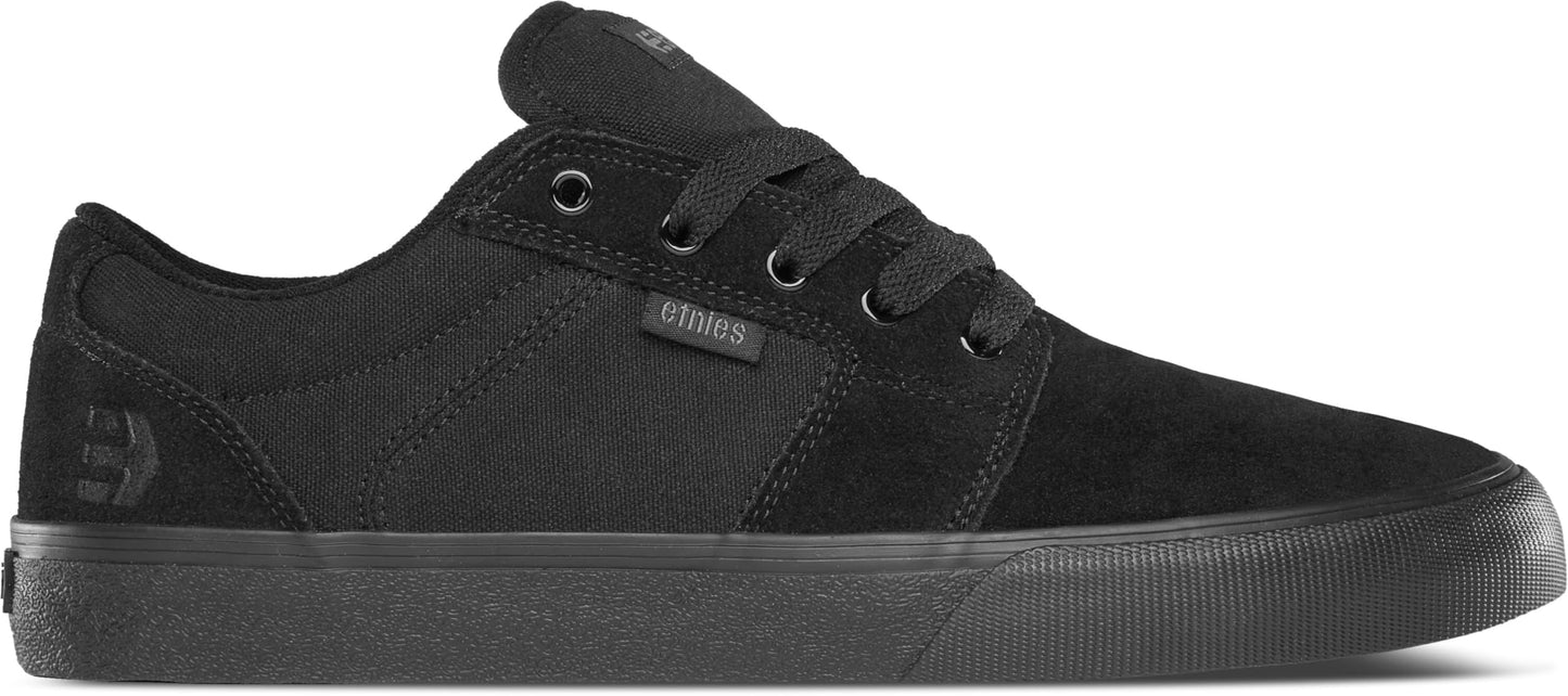 Etnies Barge LS – Classic Skate Look, Slim Vulcanized Silhoutte, Hefty Armored Collar, Reinforced Vulc - Black/Black/Black - 10.5