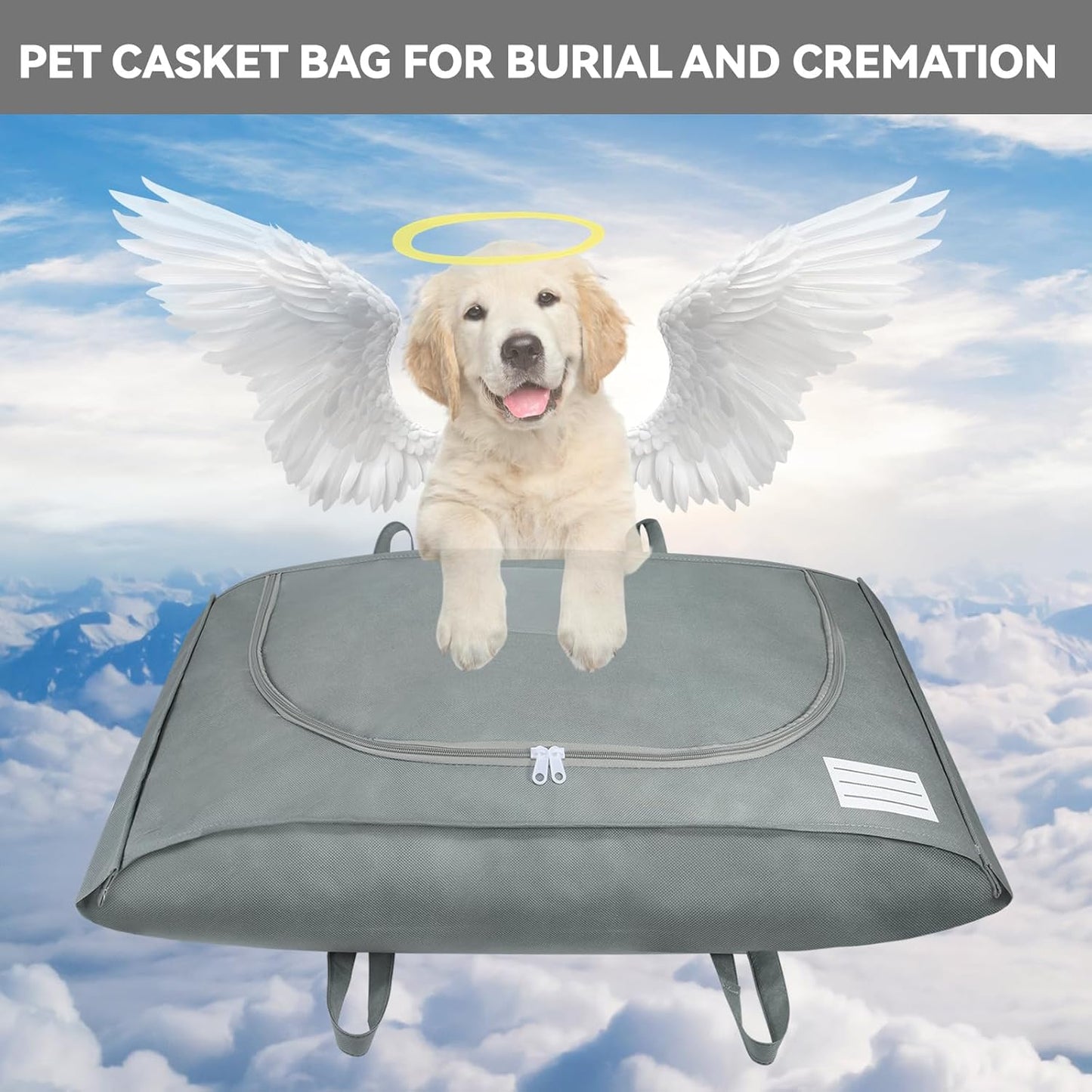 Pet Burial Bag with Handle - Eco-Friendly Dog/Cat Casket for Dignified Memorial | Size M (31.89 x 14.17 x 7 in)