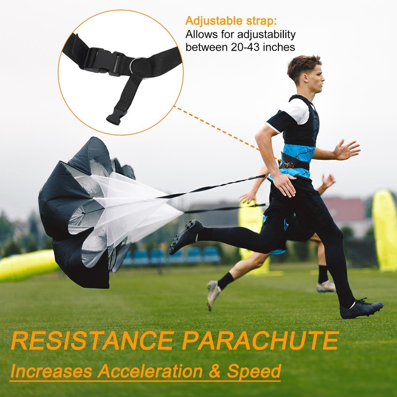 PATIKIL Agility Ladder Speed Training Equipment Soccer with 20Ft Exercise Ladder, Speed Parachute, 10Pcs Soccer Cones for Soccer Football Training, Yellow