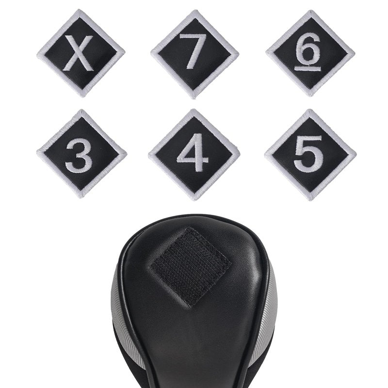 Andux PU Golf Hybrid Club Head Covers with Dial No. Tag Long Neck 4pcs/Set CTMT-04 Black