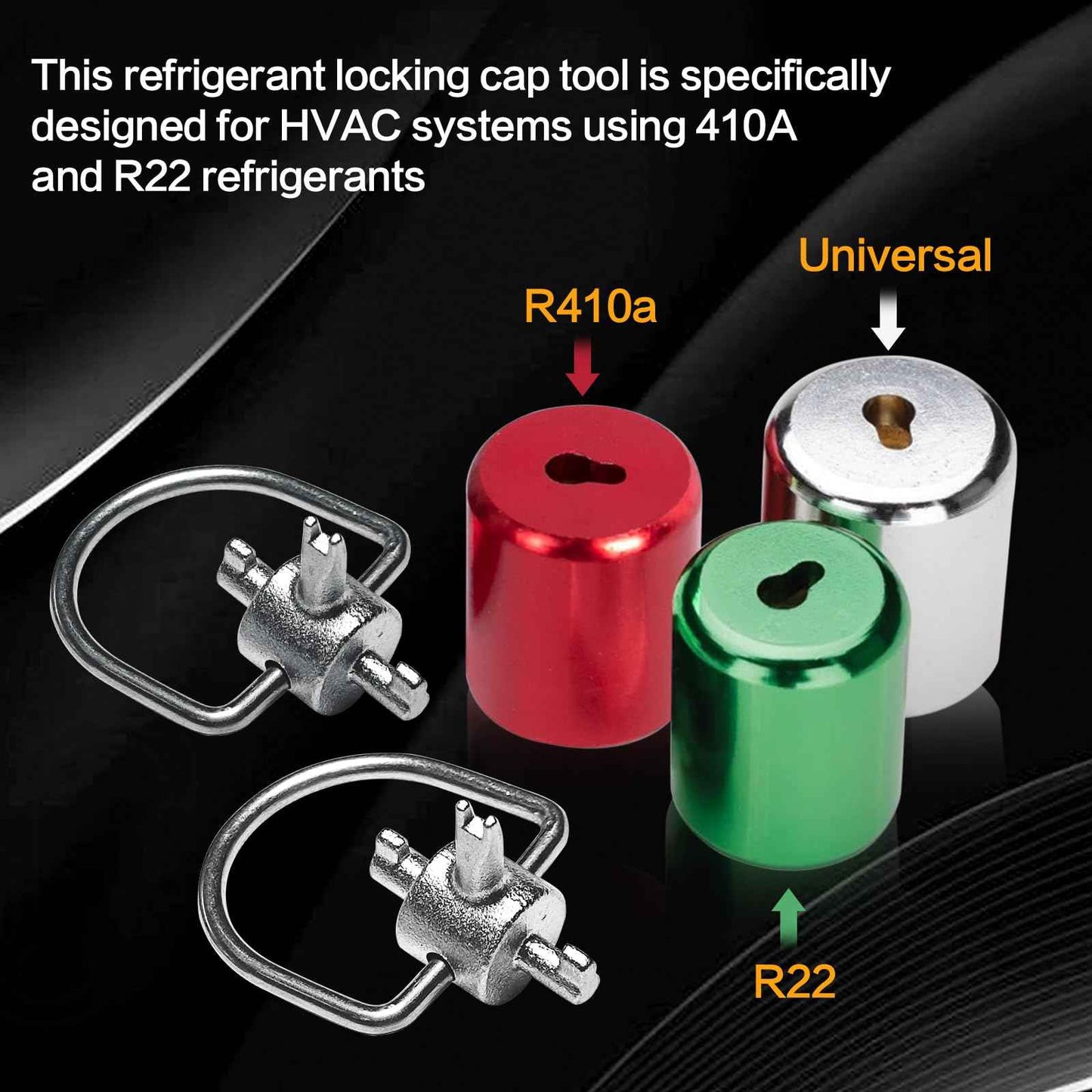 Bitbat HVAC Tools Locking Cap Keys 2-Pack for R22 and 410A Refrigerants, Multi-Function Triple Key Tool for Vacuum Caps, Tamper-Resistant, Essential HVAC Service Hand Tools