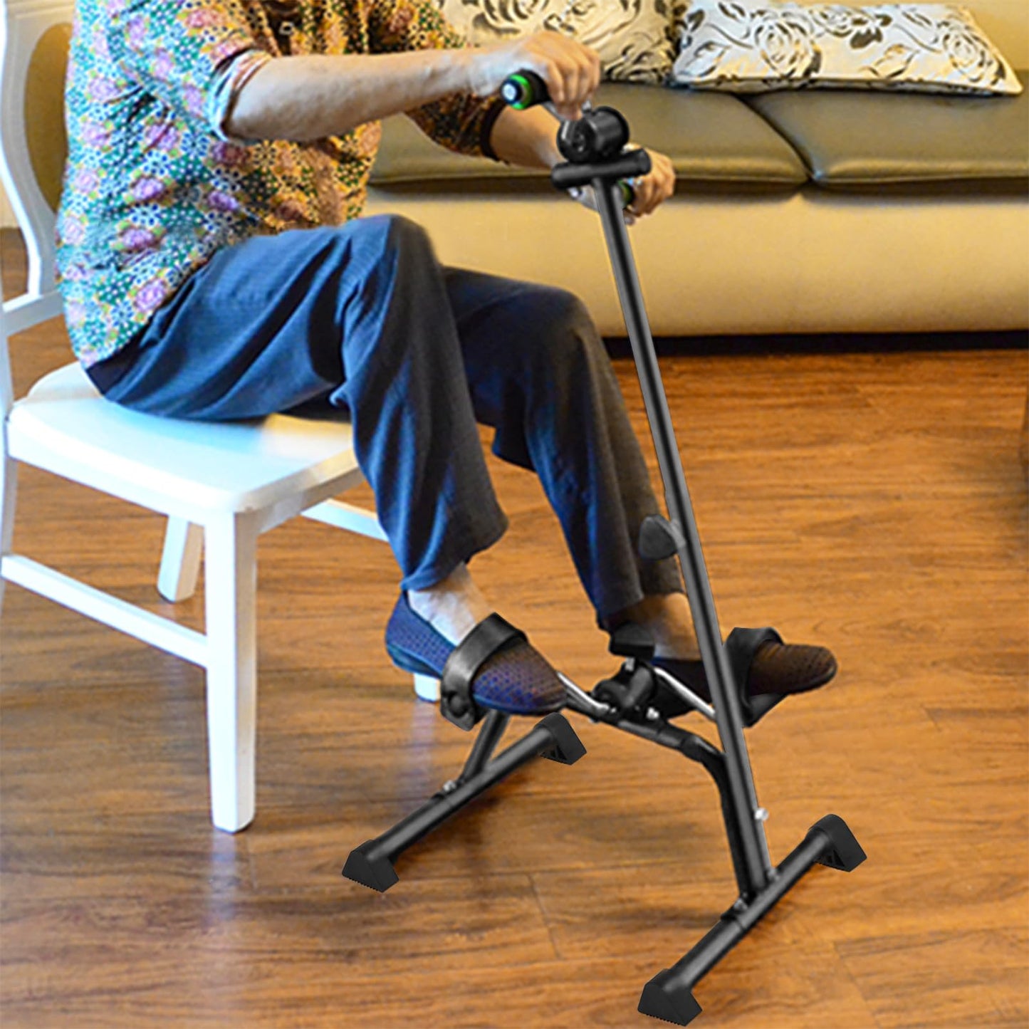Wilitto Pedal Exerciser Bike, Elderly Exercise Bike,Hand Arm Leg Knee Peddler, Adjustable Fitness Equipment for Seniors, Elderly Home Pedal Exercise Bike for Total Body Black