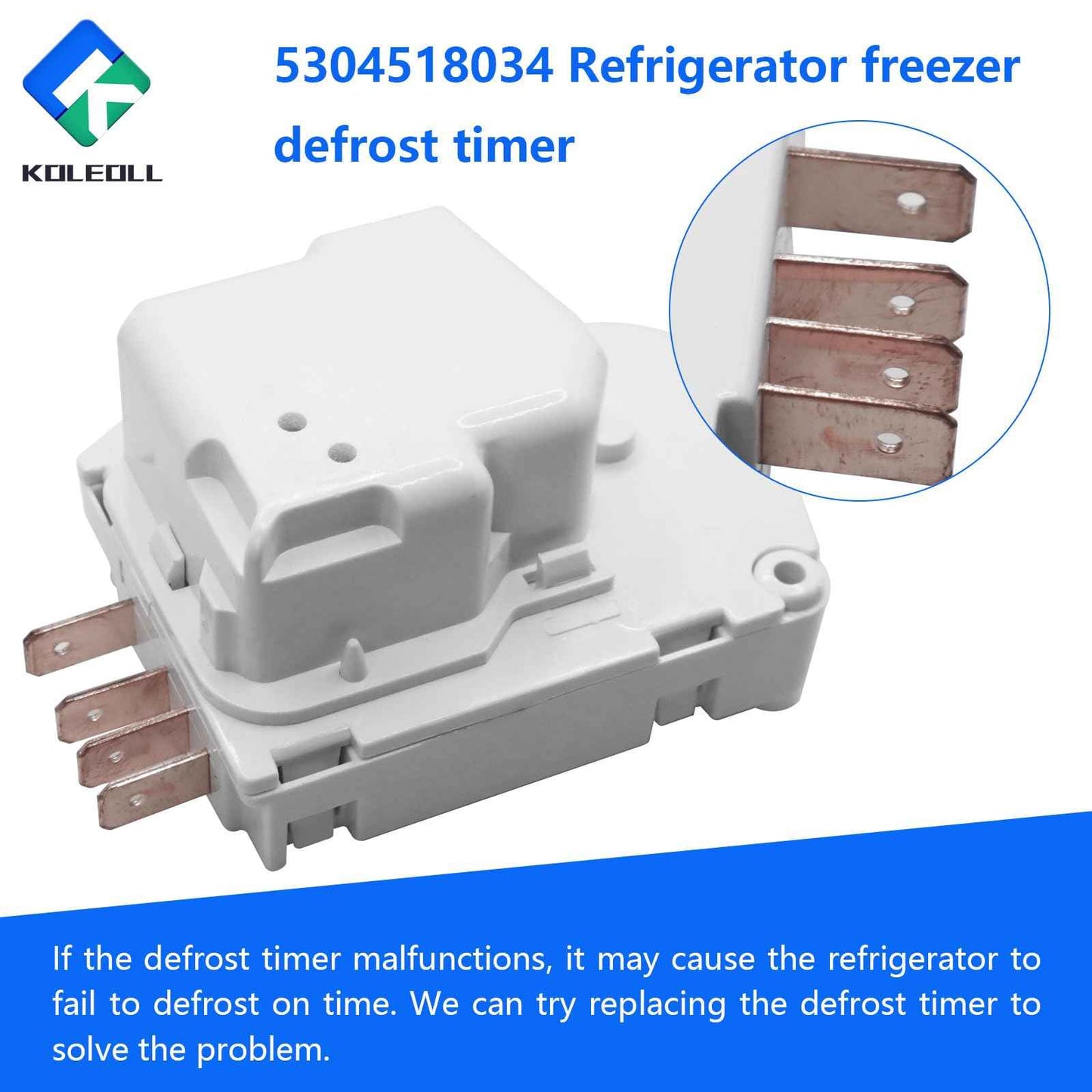 5304518034 Refrigerator Freezer Defrost Timer Compatible with Whirlpool Frigidaire Kenmore Replaces 216563000 297318010 216744500 216744400 216517400 AP6799886