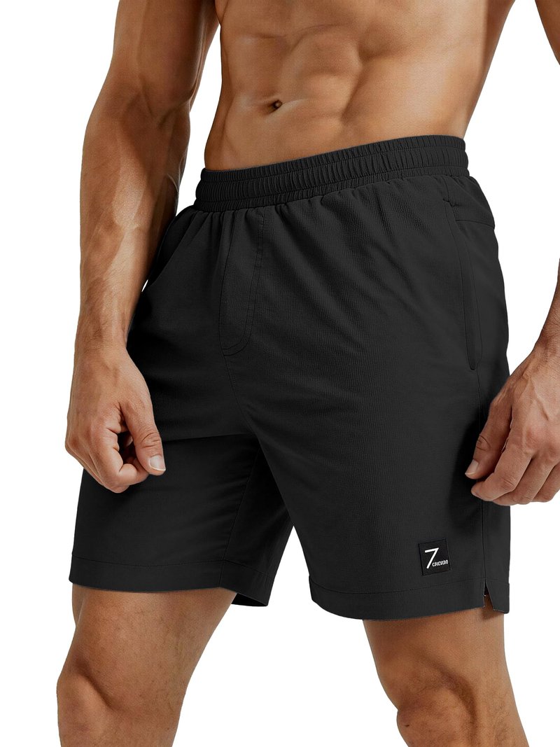 Comdecevis Workout Running Athletic Shorts for Men 7 Inch Lightweight Hybrid Gym Basketball Shorts Men L(36) Black