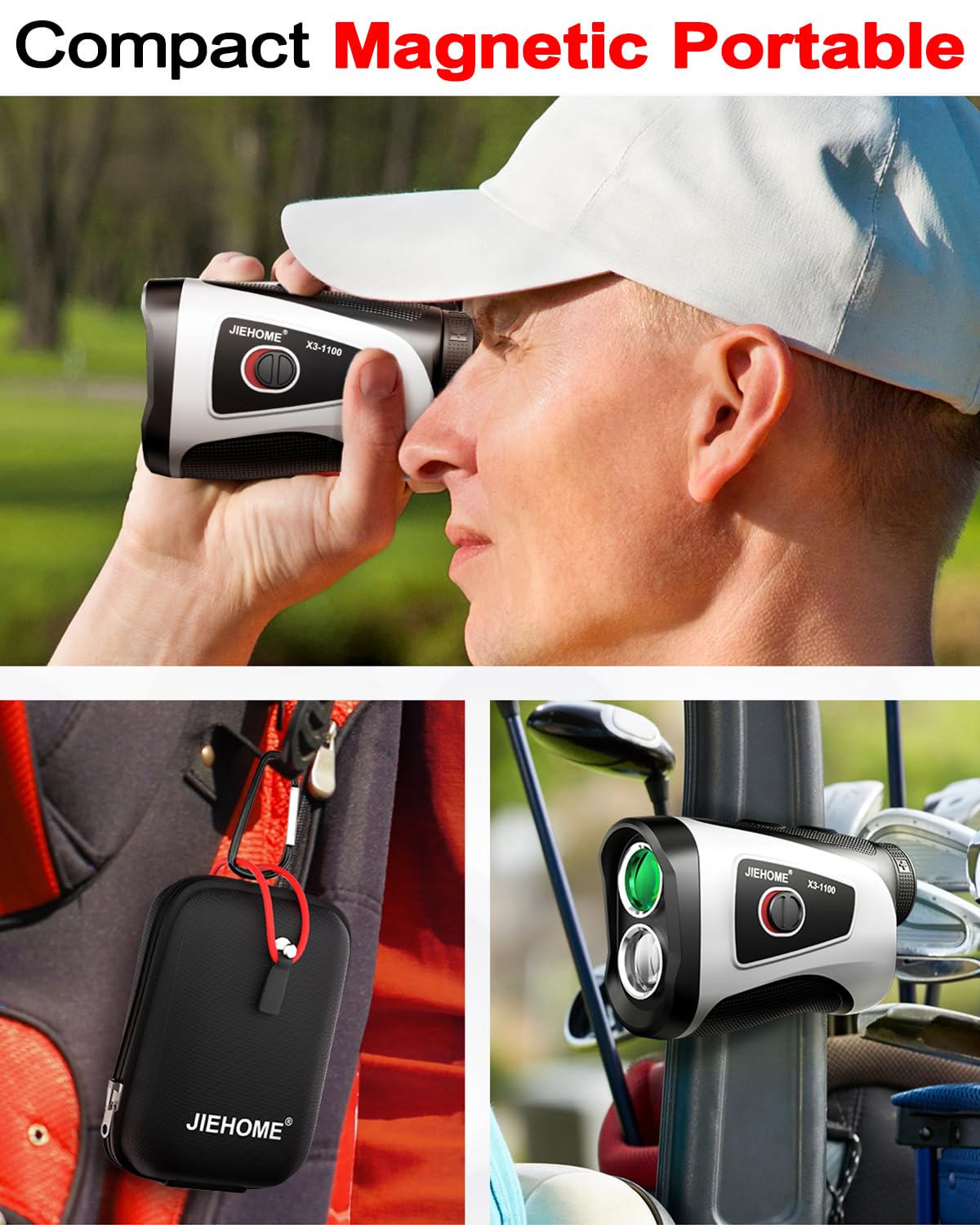 Golf Rangefinder with Slope Magnetic, 660/1100YDS, 7X Magnification, 5 Modes, Flag Pole Locking, Vibration, Range Finder Golf Tournament Legal, Rechargeable Golf Accessories Gift for Men, Pure White