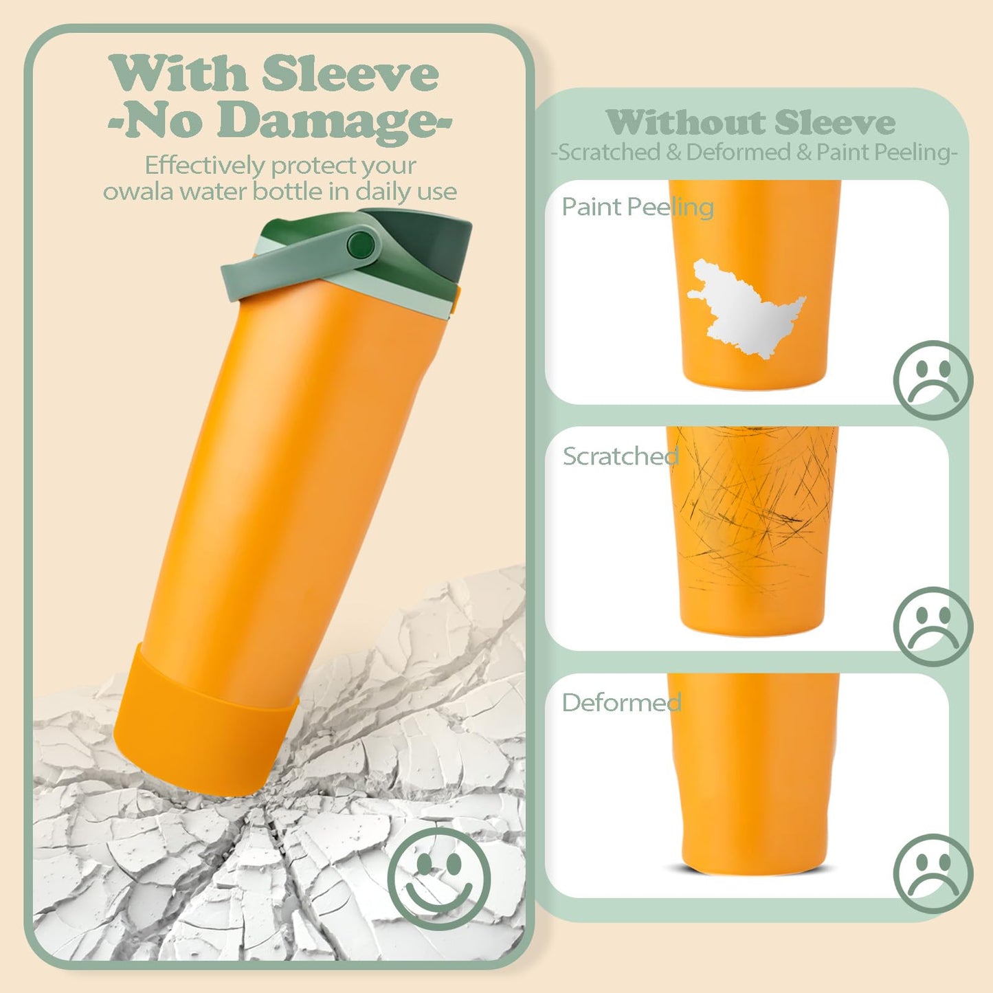 Kaitiaki 2PCS Silicone Boots for Owala 30oz & 40oz FreeSip Sway Bottles & Tumblers – Non-Slip, Scratch-Resistant, Stability Enhancer for Owala Accessories (Orange Grove)