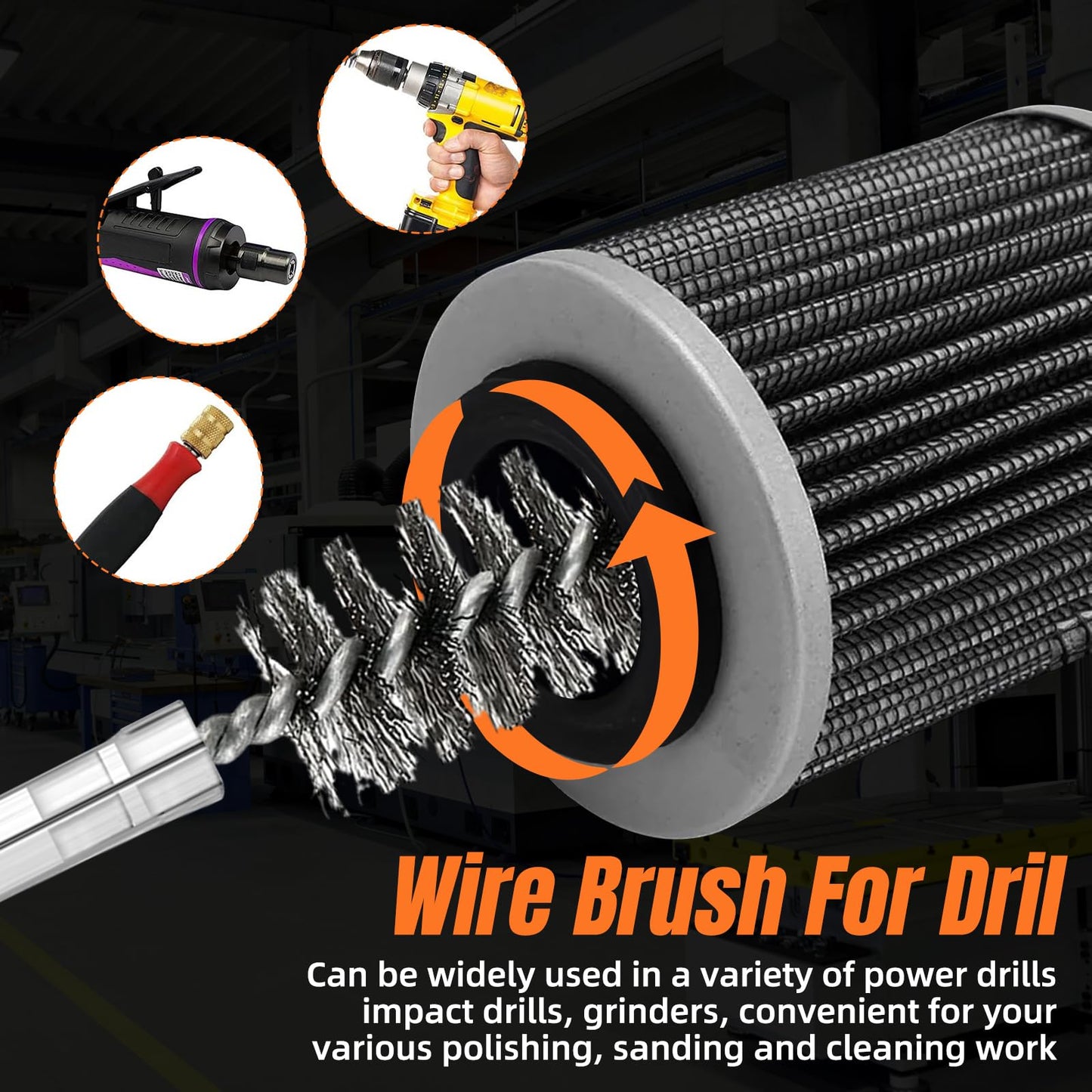 20pcs Wire Bore Brush Set with，Wire Brush for Drill，with 1/4 Hexagonal Handle, for Electric Drill; Metal Rust-Proof Cleaning Hole Brush，Electric Drill Cleaning and polishing Tools