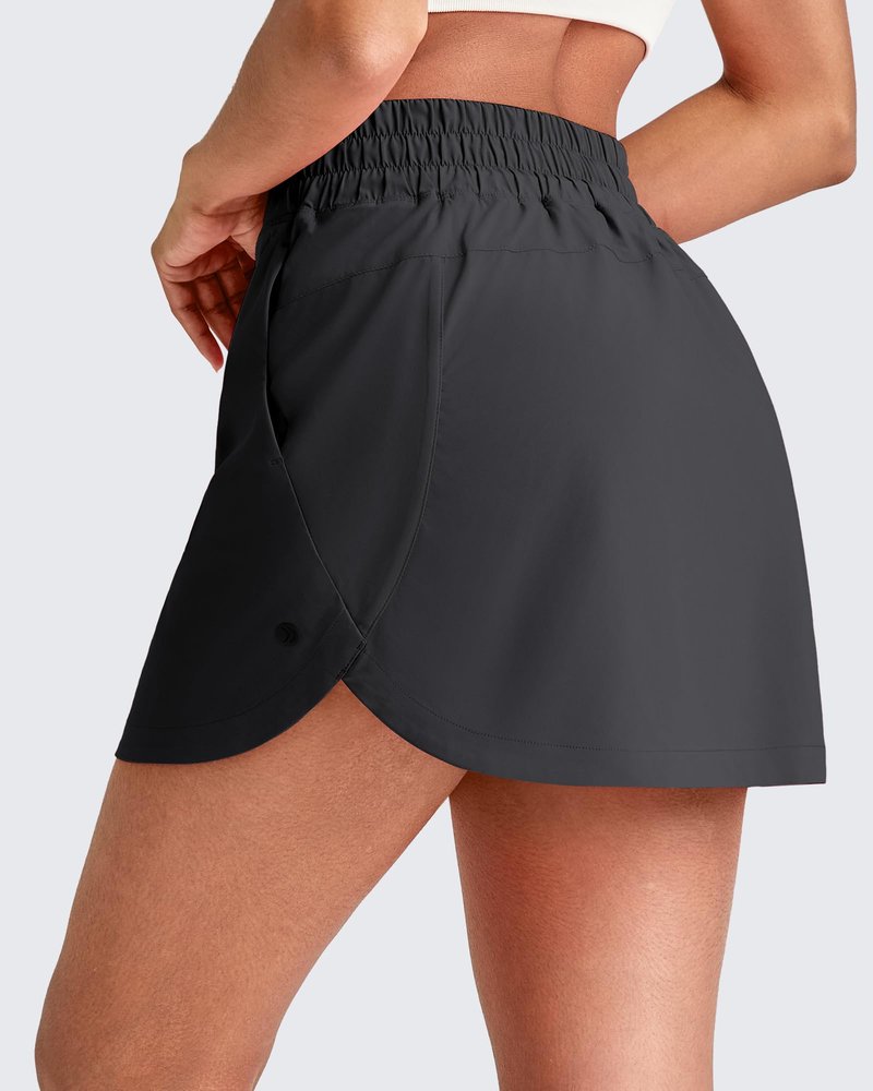 G4Free Black A Line Skorts for Women Casual Summer High Waist Golf Skorts with Pockets Soft Lightweight Running Workout Athletic Skirt Built-in Shorts(Black,S)