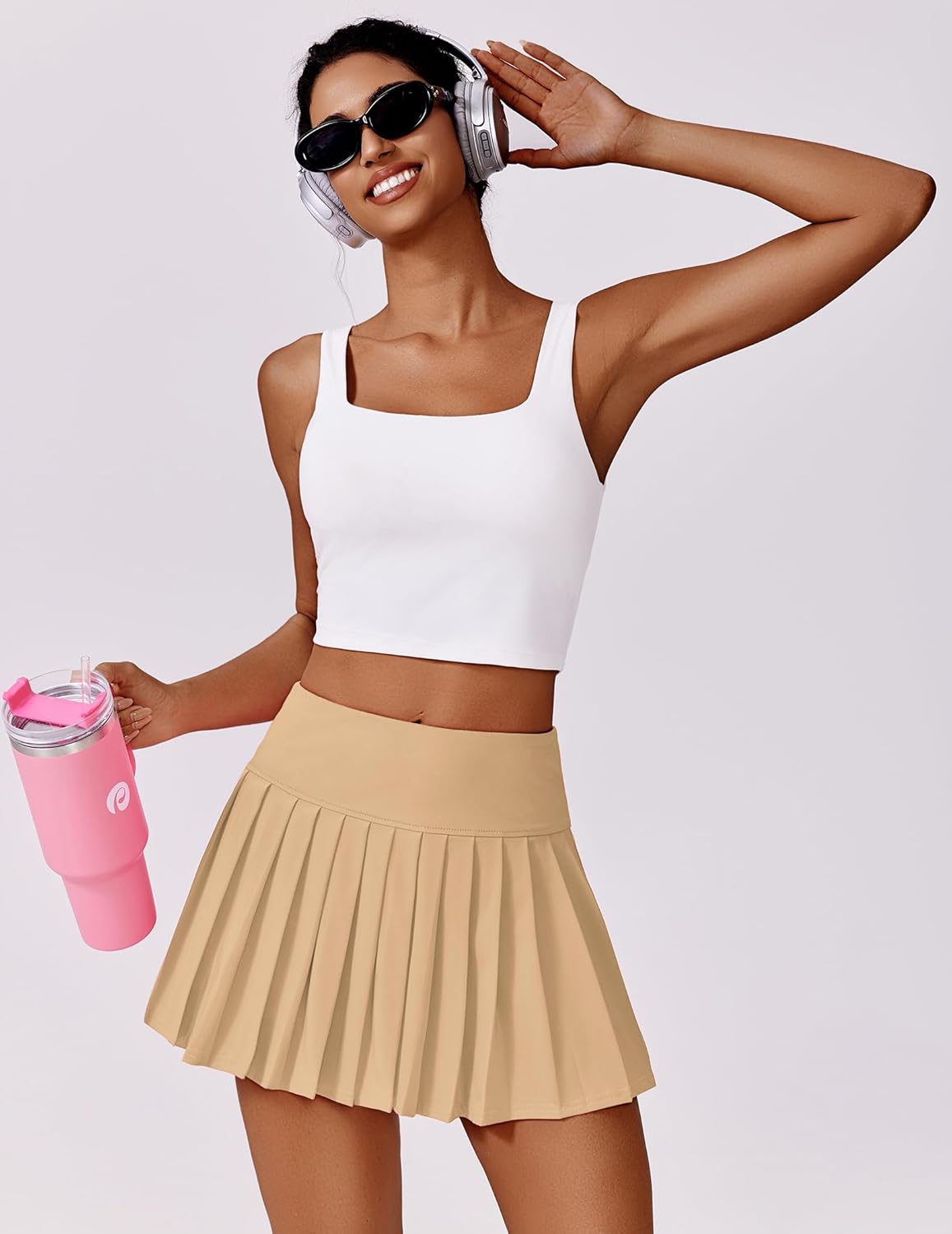 PINSPARK Pleated Tennis Skirts - High Waist Lightweight Mini Athletic Skorts for Women | Perfect for Golf & Pickleball