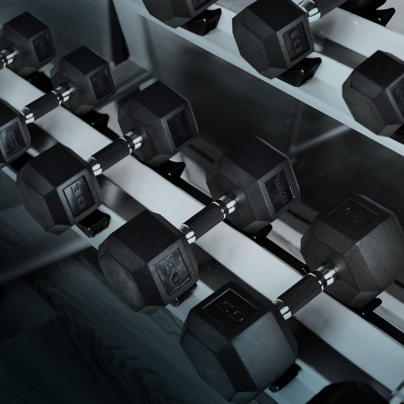 Yes4All 10 LBS Pair Rubber Encased Exercise & Fitness Hex Dumbbell Set, Hand Weight