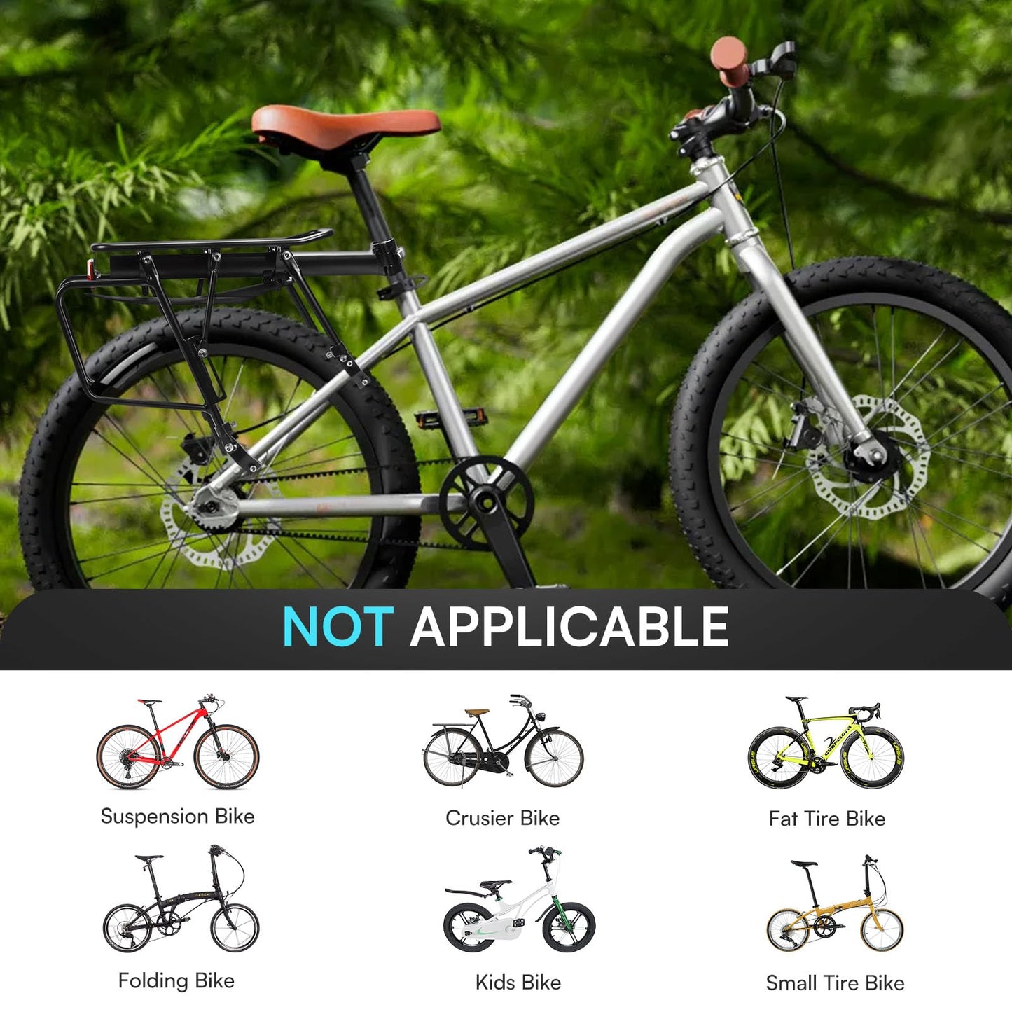 PIREKZUNT Rear Bike Rack, 300 LB Capacity Quick Release Bike Cargo Racks with Mudguard and Reflective, Adjustable Aluminum Alloy Ebike Carrier Rack for 26"-29" Frames
