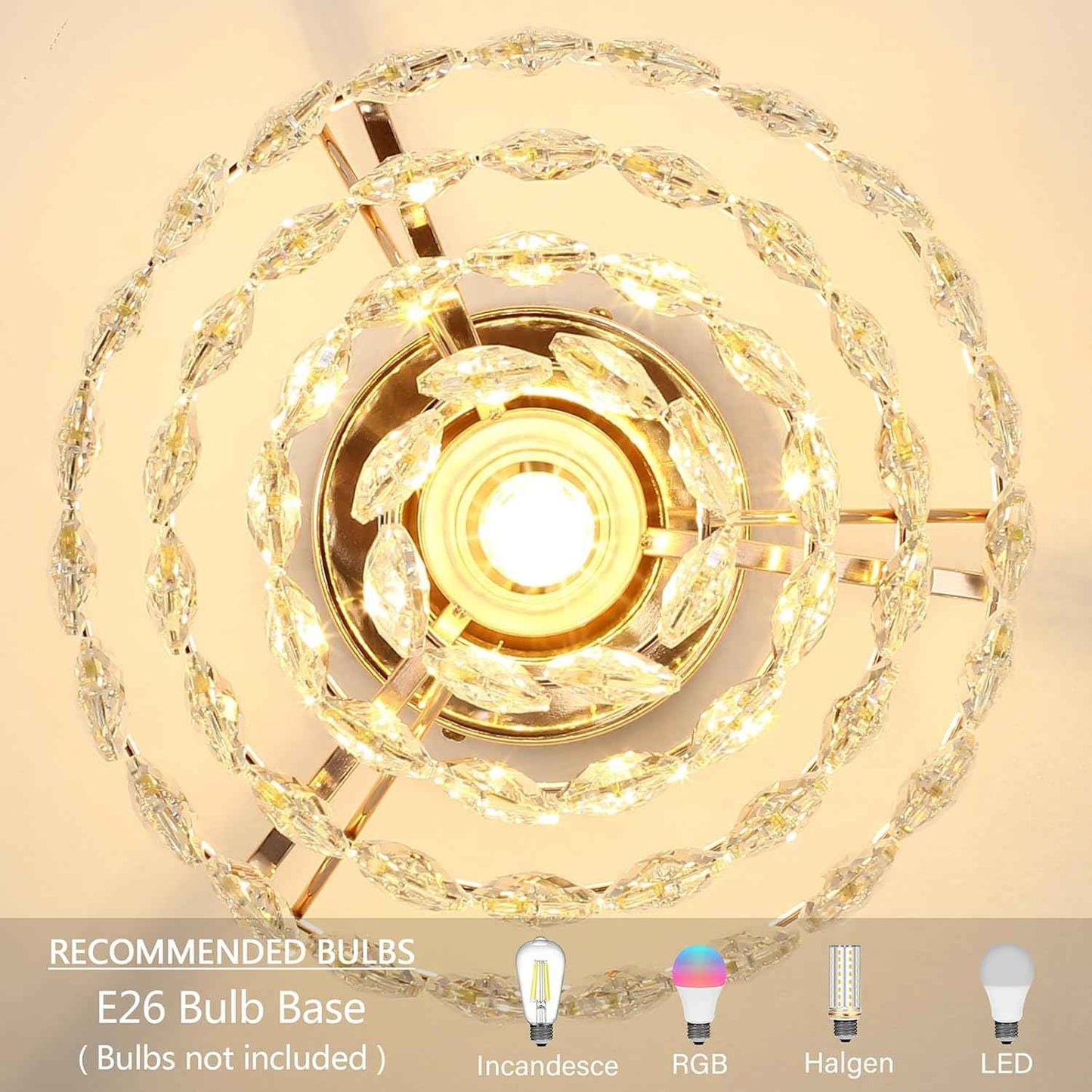 Gold Crystal Mini Chandelier - Modern Flush Mount Ceiling Light for Hallway & Bedroom