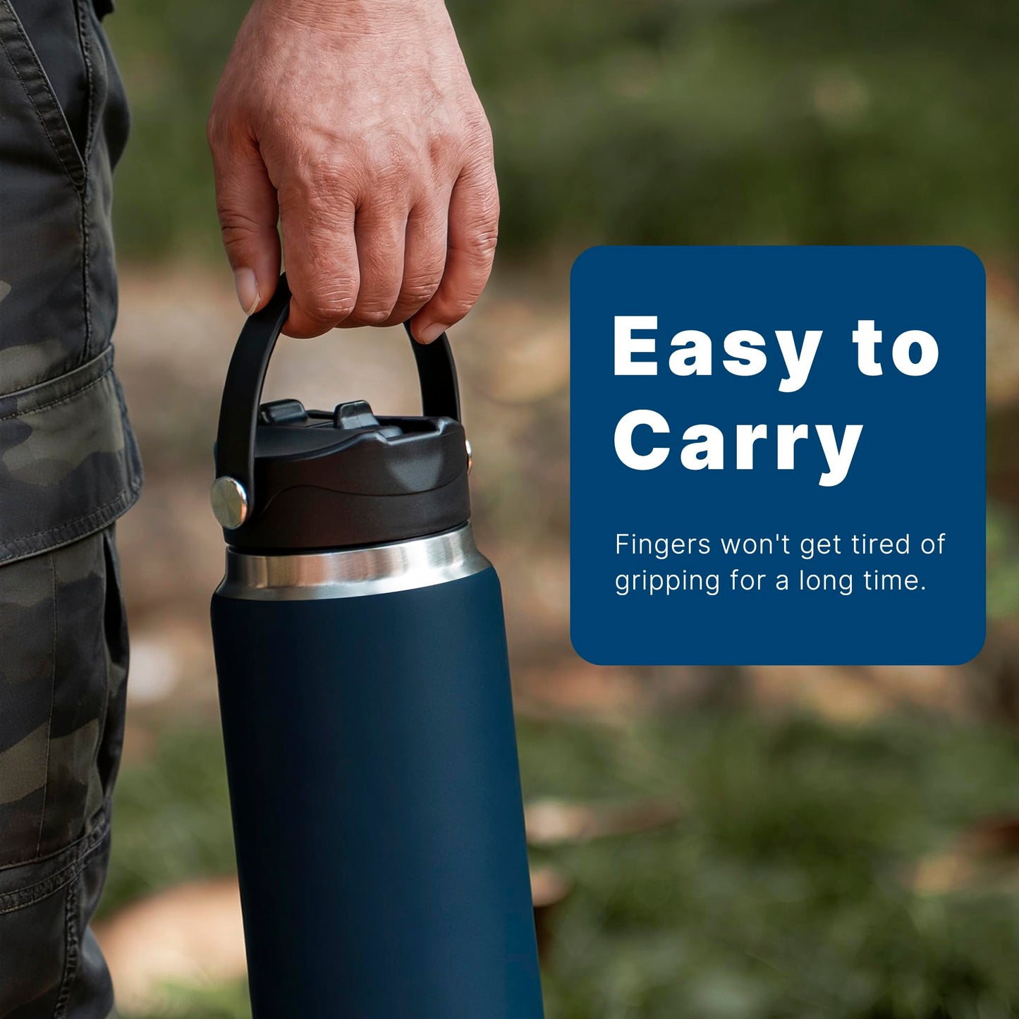 Diumepo Lid with Straw for Yeti Rambler Water Bottle 12 oz, 18 oz, 26 oz, 36 oz, 64 oz, Straw Cap with Dust Cover for Yeti Rambler, Leakproof, BPA Free (Navy)