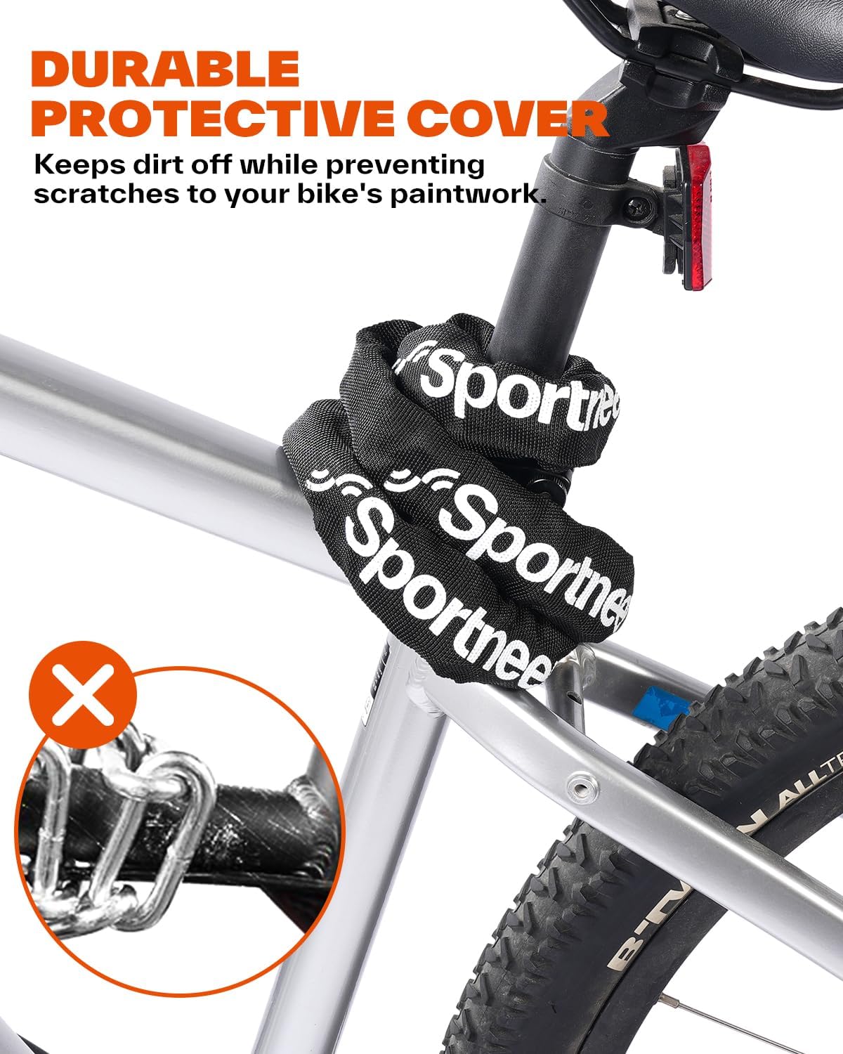 Sportneer Bike Chain Lock - Heavy-Duty 5-Digit Resettable Anti-Theft Lock | 3.2ft Length, 6mm Thick