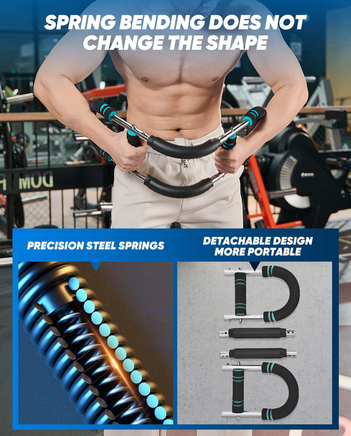 2026 New Saker Twister Arm Trainer, Adjustable Chest Workout Equipment,Forearm Strengthener, Arm Exercise Gift for Home Gym, for Men, Ideas for Fitness Enthusiasts (20-60LB)