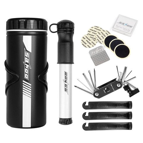 HUIOP Bike Repair Tool Kit, Bike Repair Tool Kits Bicycle Repair Set with Mini Pump 14 in 1 Multi Function Tool Kit 750ml Bike Tool Storage Bottle Case