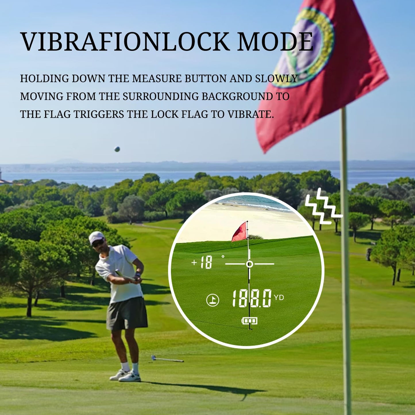 SG SURGOAL 7 in 1 Golf Laser Rangefinder 6X Magnification with Slope Switch Built-in Magnet, Flag Lock Vibration, USB-C Rechargeable White 650yd