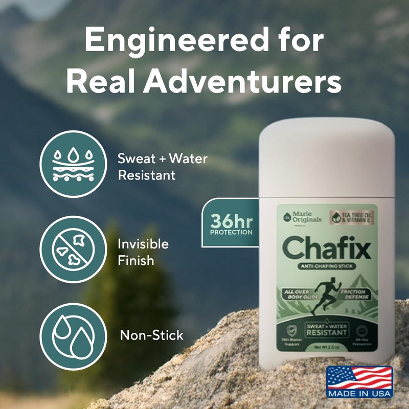 Marie Originals Chafix Anti Chafing Stick – 2.5oz | Plant-Based Anti Chafe Stick with Shea Butter, Arrowroot & Tea Tree | Sweat & Water Resistant, No White Residue, Non Greasy Thigh Rub Protection