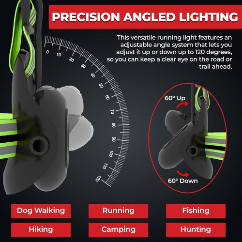 LUMEFIT Running Lights - Adjustable LED Chest Light for Night Safety | Yellow Reflective Vest Included