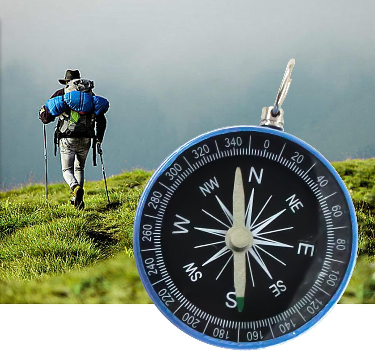 Skiennix Pocket Compass - Survival Navigation Tool with Key Ring for Camping & Hiking