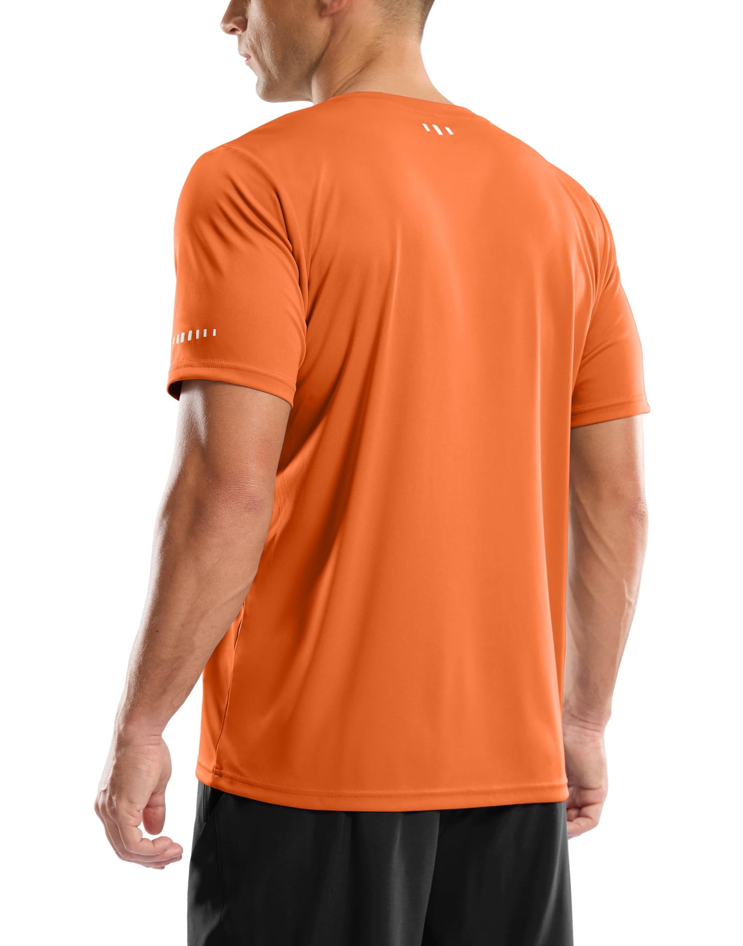 Men's UPF 50+ Sun Protection Dry Fit Workout T-Shirts Rash Guard Swim Shirts Moisture Wicking Tee for Athletic, Beach, Hiking (Orange, L)