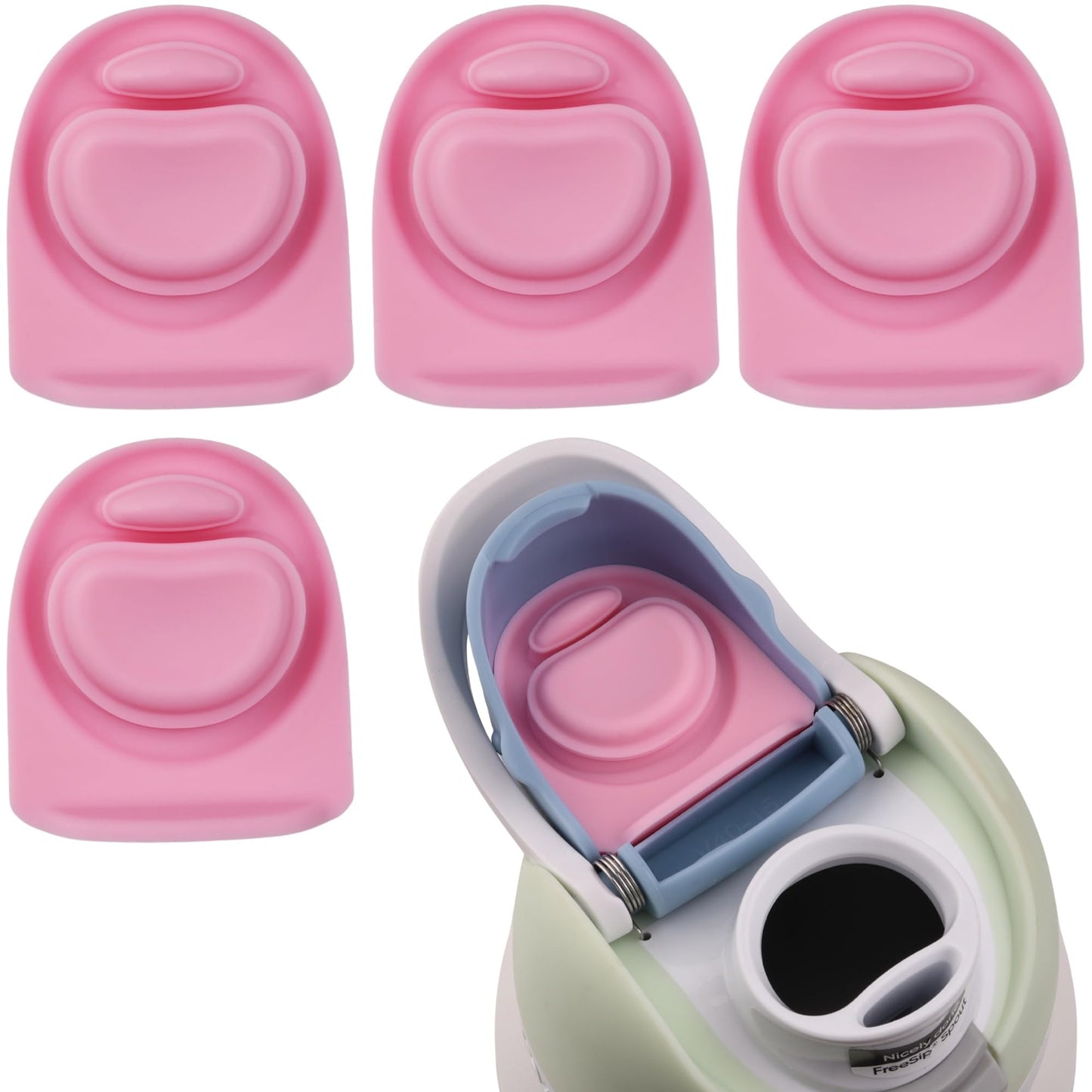 Joshey 4 Pack Rubber Seal Replacement Stopper, Compatible with Owala Freesip 24 oz 32 oz Bottle Spout Lid-Silicone Gasket Replacement Parts (Pink)
