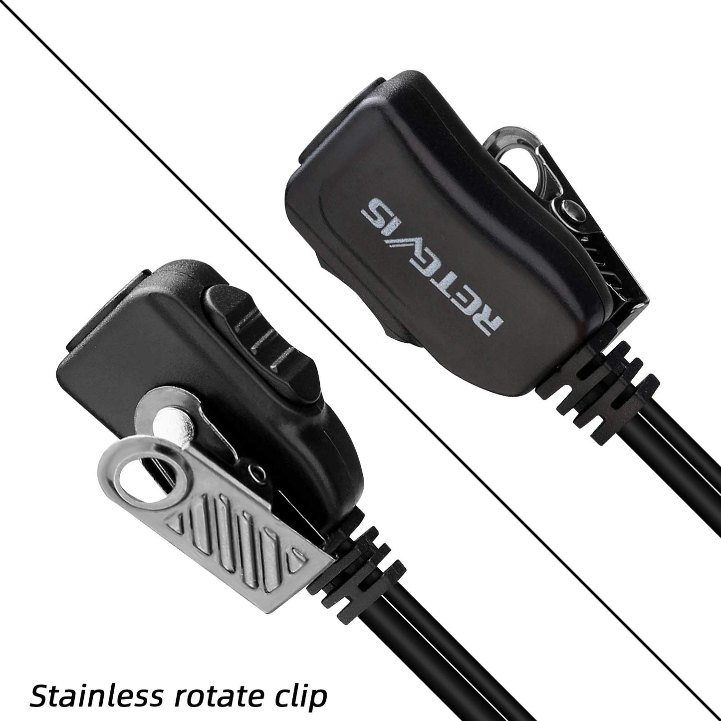 Retevis Adjustable Earhook Walkie Talkie Earpiece with Mic, D Shape Earhook, for RT22 RT68 RT21 H-777, Compatible with Pxton, Baofeng BF-888S, Kenwood Walkie Talkie, 2 Way Radio Headset(6 Pack)