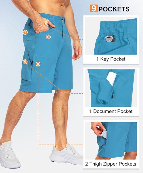 Little Donkey Andy Men's Hiking Cargo Shorts - Quick Dry, Waterproof, Lightweight | 9 Pockets for Convenience