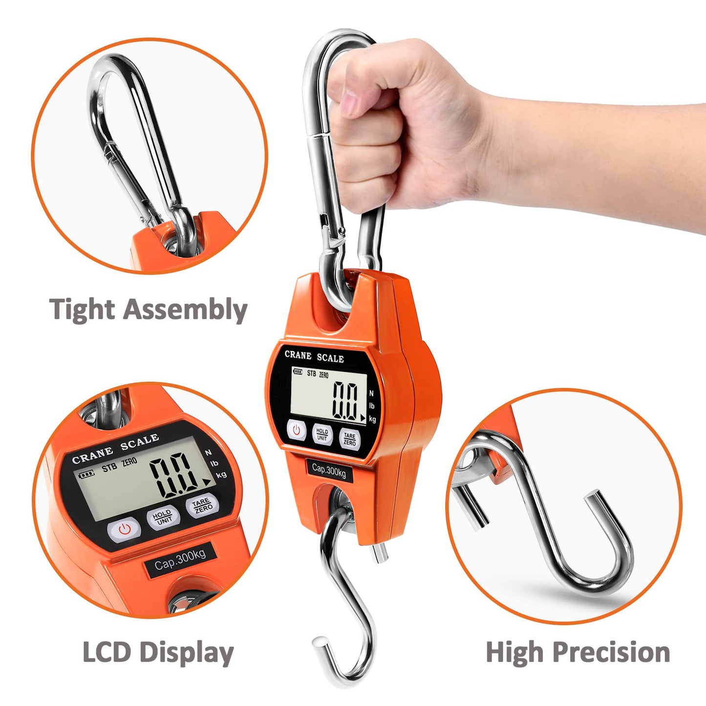 GRAM PRES Digital Hanging Scale 660 Lb 300 Kg