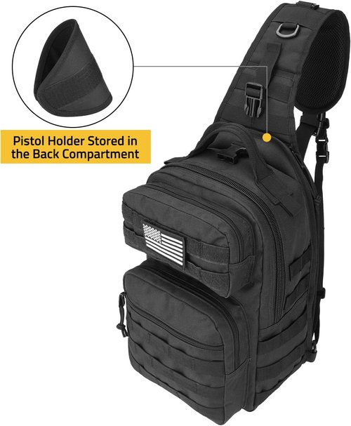 CVLIFE Tactical Sling Bag - Military-Grade Shoulder Backpack with Detachable Molle System | Black