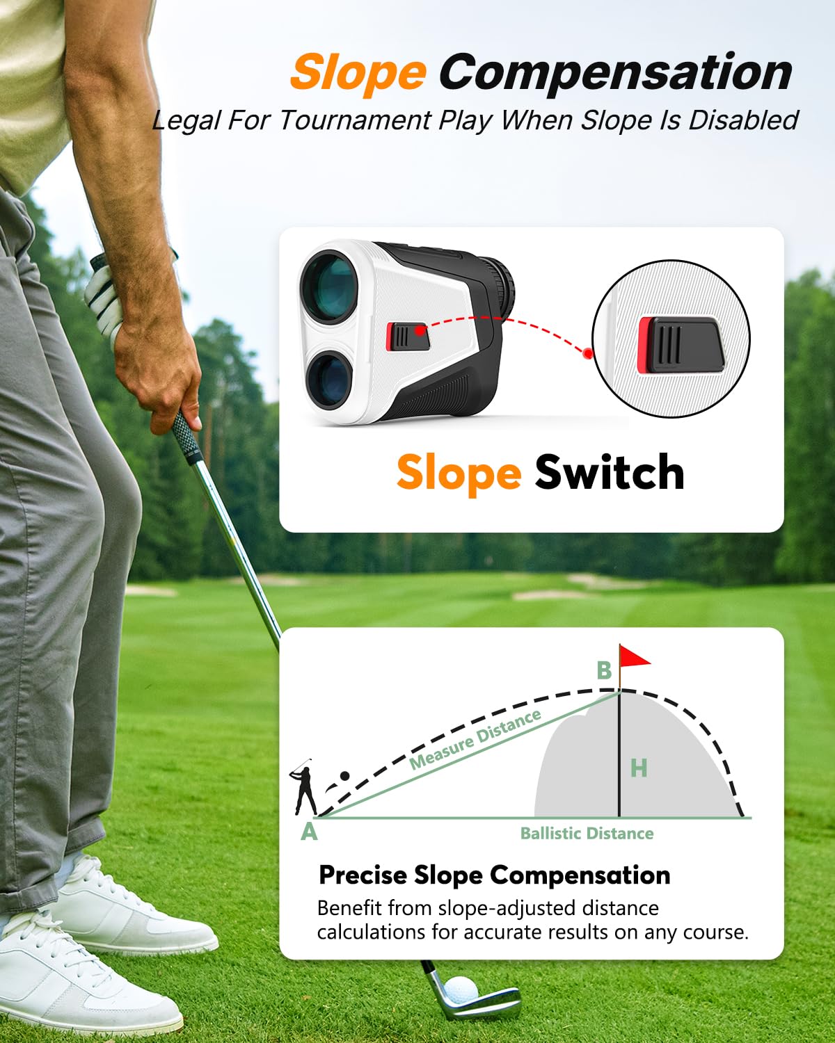 WOSPORTS Red OLED Display Golf Rangefinder with Slope, Ultra-Clear 1200 Yards 7X Magnification Laser Range Finder, Magnetic/Flag Pole Locking Vibration