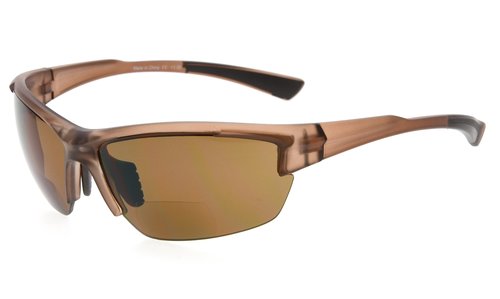 Eyekepper TR90 Sports Half-Rimless Bifocal Sunglasses Baseball Running Fishing Driving Golf Softball Hiking Readers (Matte Brown, 1.50)