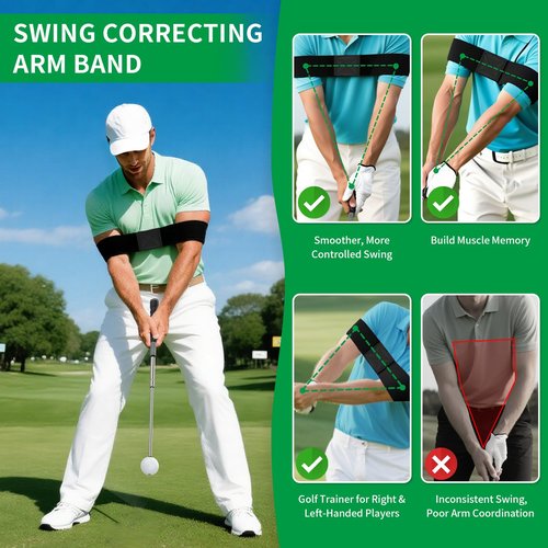 GPANDAG 2 Pack Golf Grip Trainer and Golf Wrist Trainer, Golf Training Aid w/Click Feedback for Warm Up/Strength Training, Golf Swing Trainer Right Left Gift for Golfers, Indoor Outdoor Golf Arm Band