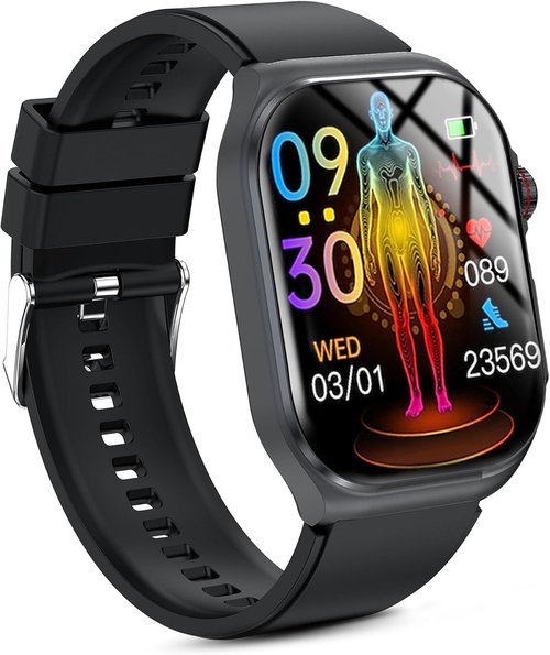 Health Smart | Fitness Tracker Smart Watch for Men & Women - 1.87'' Large Display, Heart Rate & Sleep Monitor, IP68 Waterproof, Black