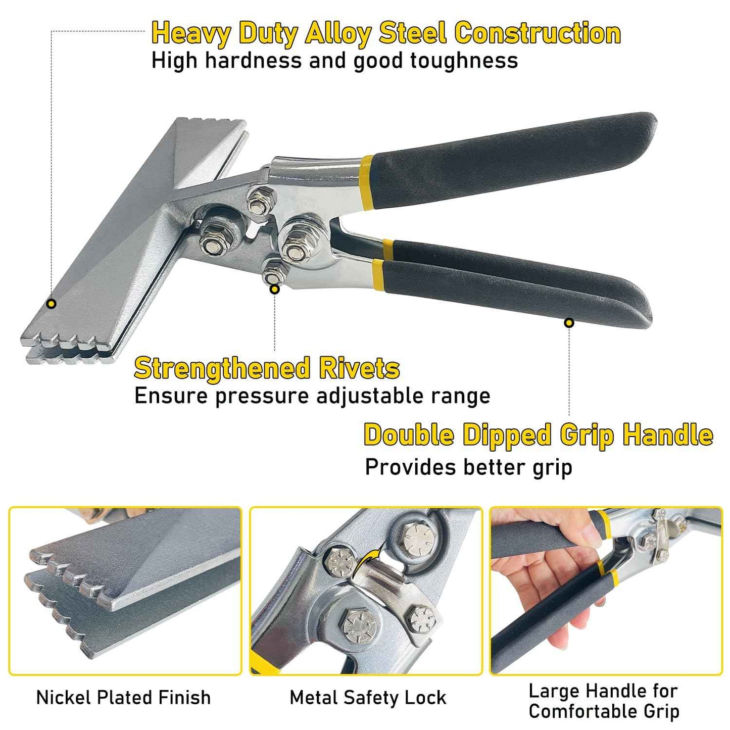 Socpuro Sheet Metal Hand Seamer, 6 Inch Straight Jaw Sheet Metal Bender Tool Non-Slip Handle Seamer Tool for Bending and Flattening Sheet Metal