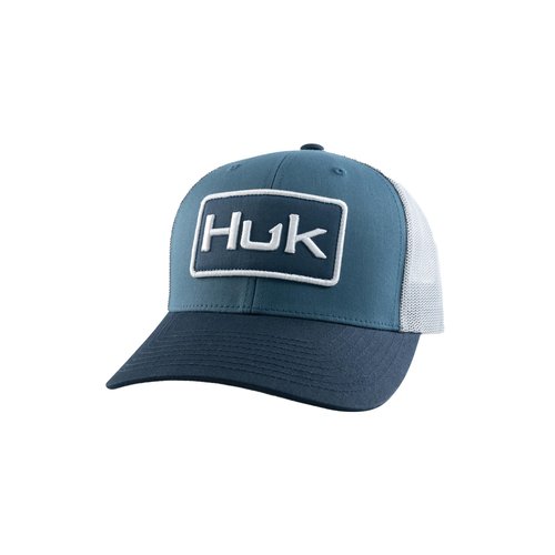 HUK - Mens Trucker Hat, Anti-Glare Snapback Fishing Hat for Men, Huk Logo - Navy, One Size