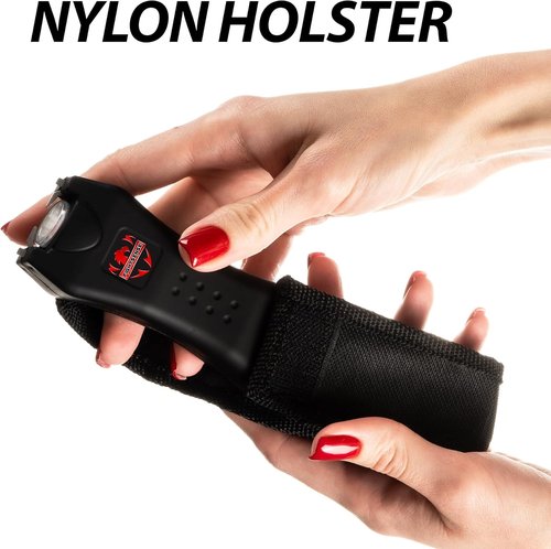 FIGHTSENSE Super Heavy Duty Keychain Stun Gun - Rechargeable Self-Defense Device with Flashlight & Nylon Holster