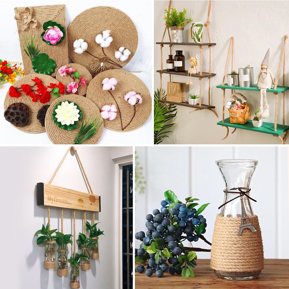 Vivifying 6mm Jute Rope, 50 Feet Strong Natural Jute Twine for Crafts, Cat Scratching Post, Garden Plants, Bundling and Hanging (Brown)