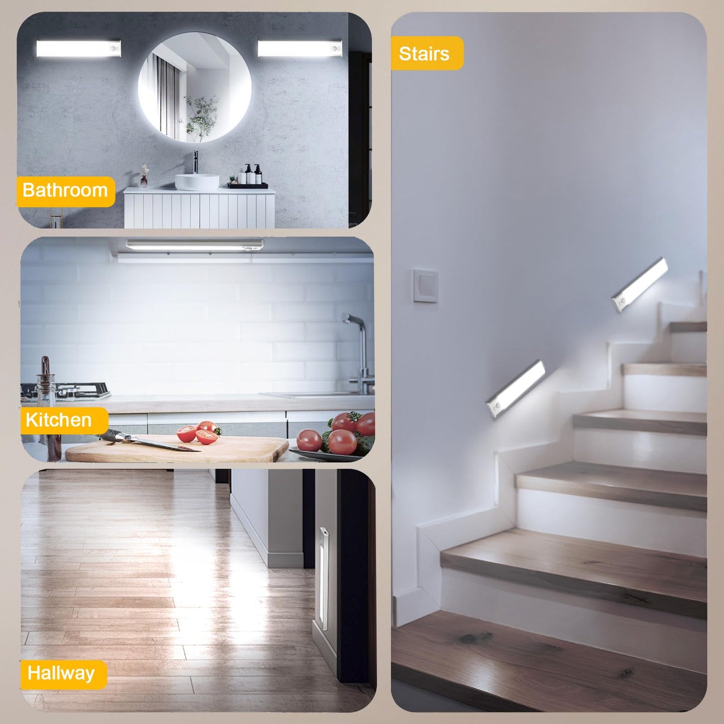 Onforu 9.8" Under Cabinet Lighting, 2000mAh USB-C Rechargeable, Motion Sensor Under Cabinet Lights with 3 Color & Dimmable, Magnetic Under Counter Lights for Kitchen, Closet, 2 Pack