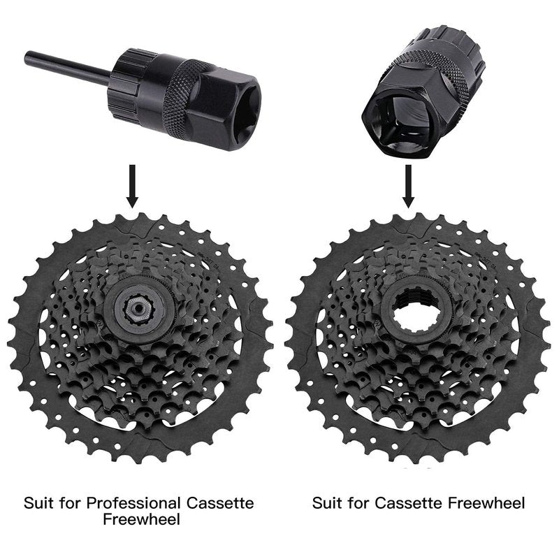 QKURT Bike Chain Whip Tool Kit with Cassete locrking Fit for 7,8,9,10,11,12 Speed Chains