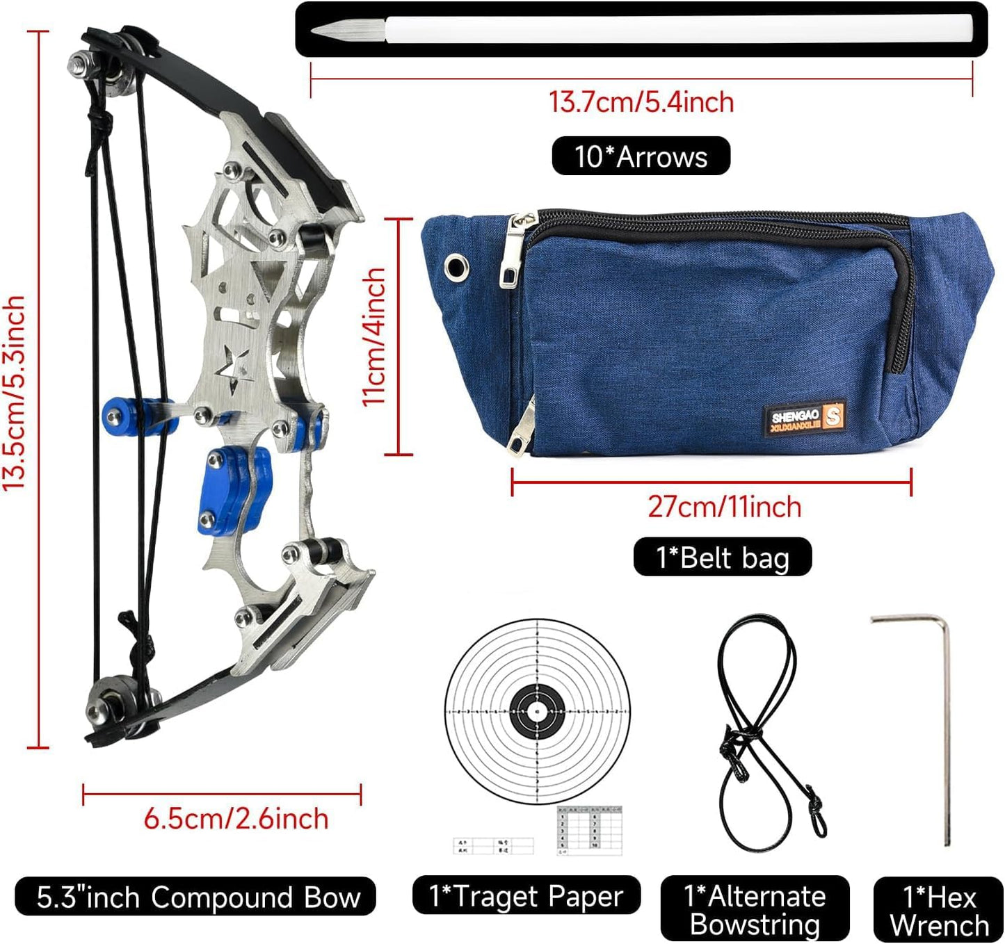 Skiennix Mini Compound Bow and Arrow Set - Archery Target Shooting for Ages 14+ | Cool Gadget for Stress Relief