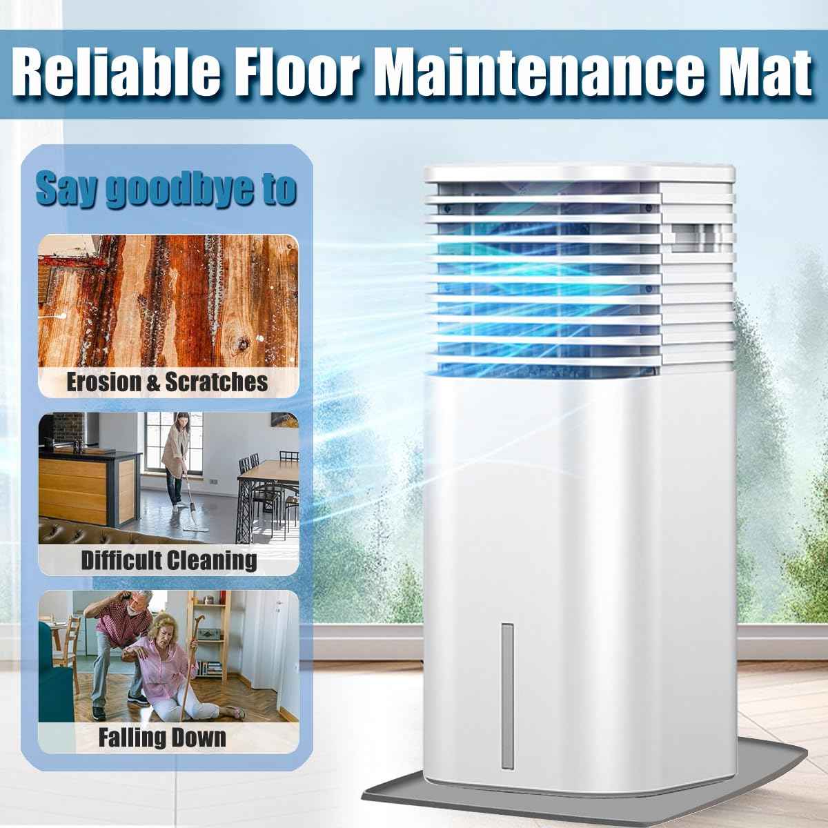 AC Drain Pan Air Conditioner Drip Pan, 24"X24" AC Unit Silicone Mat Tray with Raised Edge Portable Heater Tray, Floor, 2 in 1 Air Conditioner Floor Mat Non-Slip Waterproof Protector Pad