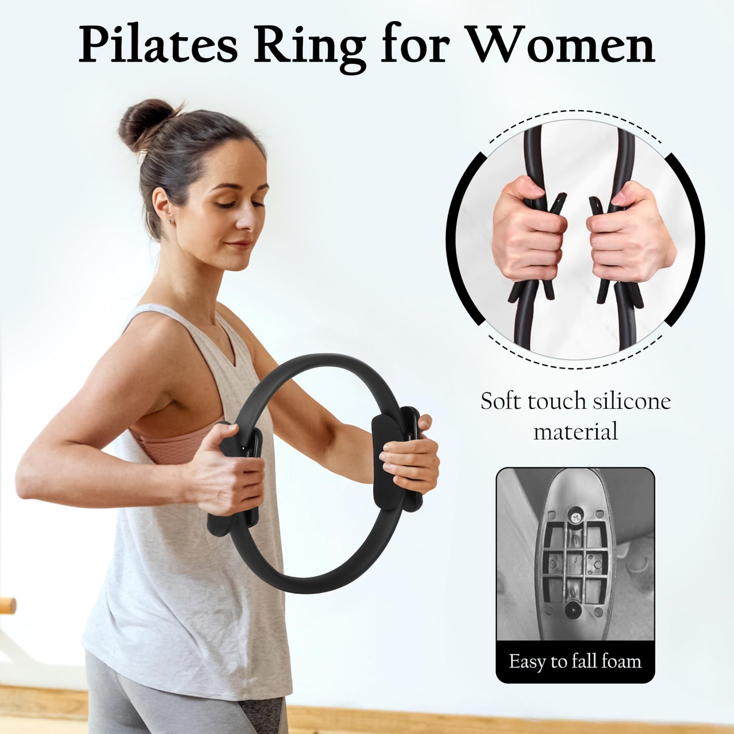 Pilates Ring Set with Bands & Mini Yoga Exercise Ball – 14″ Magic Circle with Padded Handles, 5 Resistance Bands & Stretch Strap – Home Workout Equipment for Full-Body Sculpting & Core Strength
