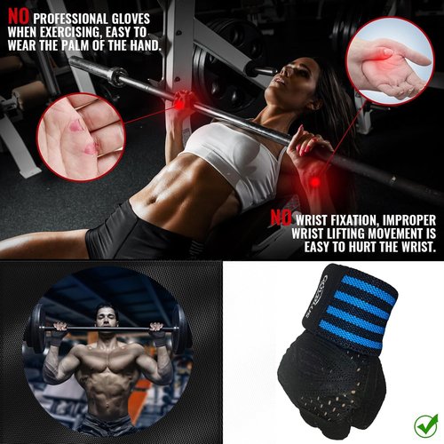 Govblus Workout Gloves for Men and Women with Wist Support, Exercise Gloves for Weight Lifting, Cycling, Gym Gear, Training, Fingerless, Breathable and Snug fit (Black, Medium)