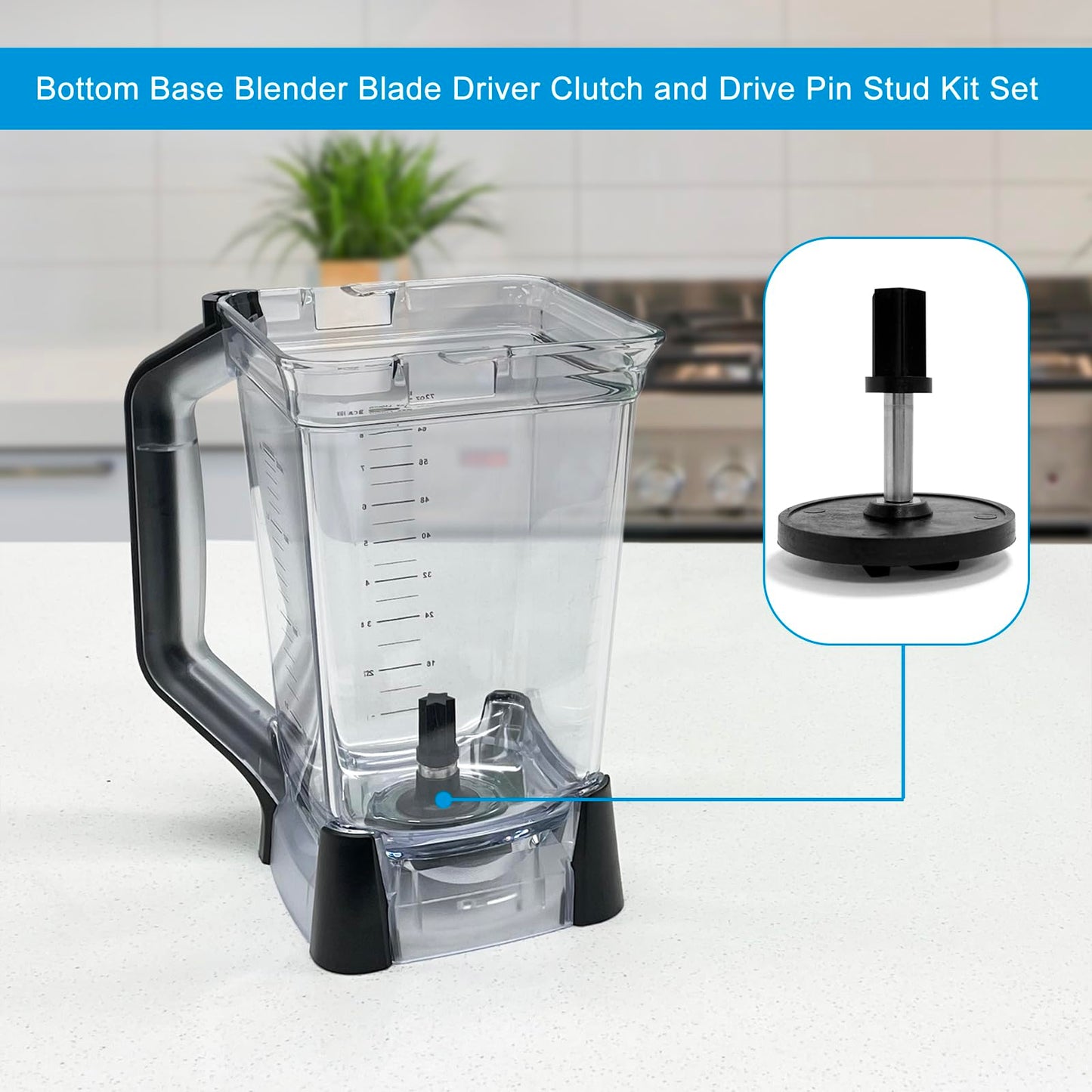 Blender Replacement Parts for Ninja BL610 BL710 Series 72 oz (9 Cups) Pitcher, Jar Bottom Base Blender Blade Driver Clutch and Drive Pin Stud Kit Set