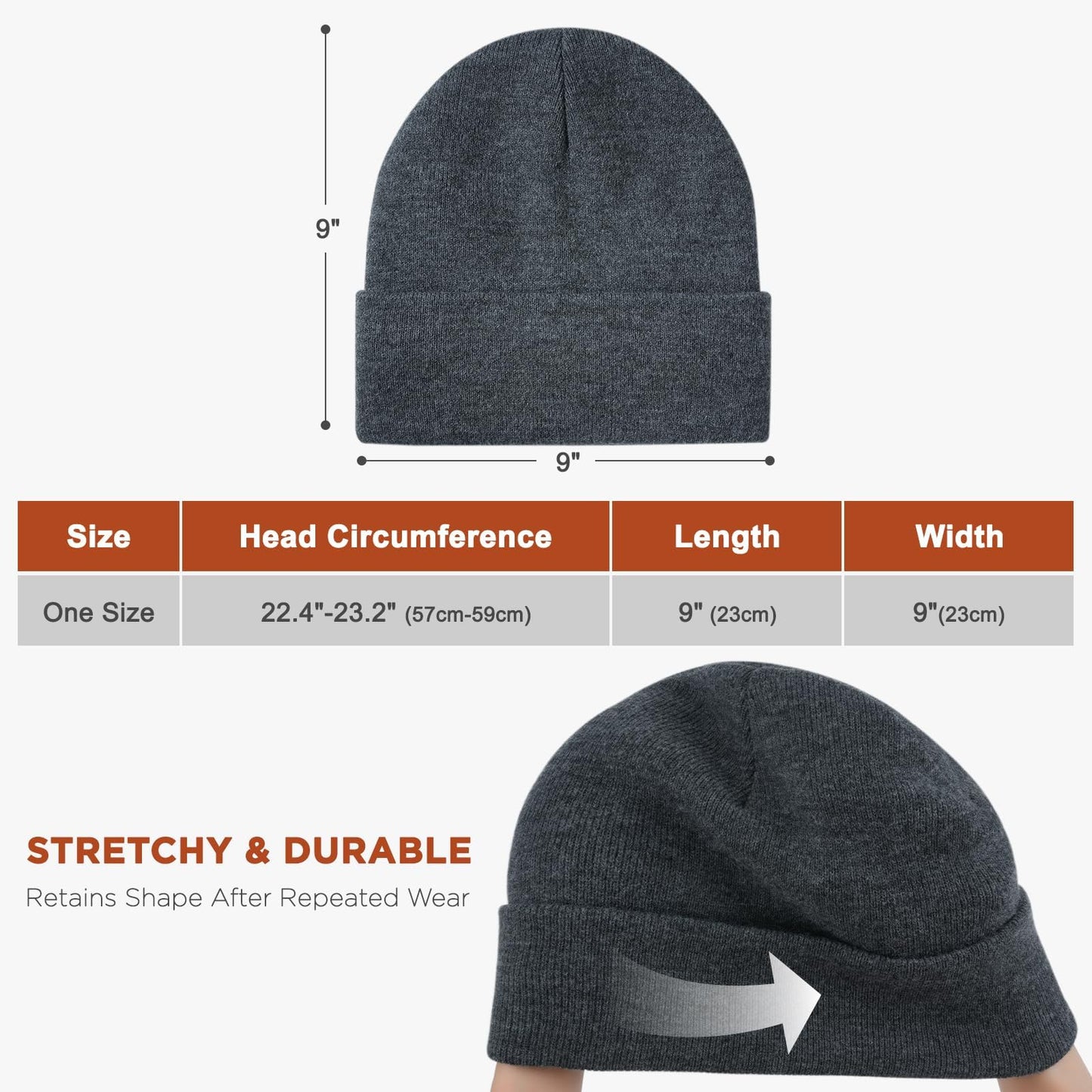 LEADUWAY 2 Pack Beanie Hats for Women & Men Winter, Satin Lined Beanies, Double Layer Warm Womens Winter Hats (US, Alpha, One Size, Black/Dark Grey