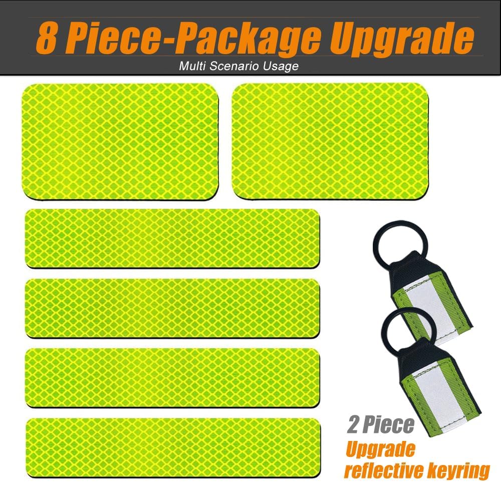 Skiennix 6 Pack Extra Reflective Hook Fasteners - Enhanced Safety | Green Color