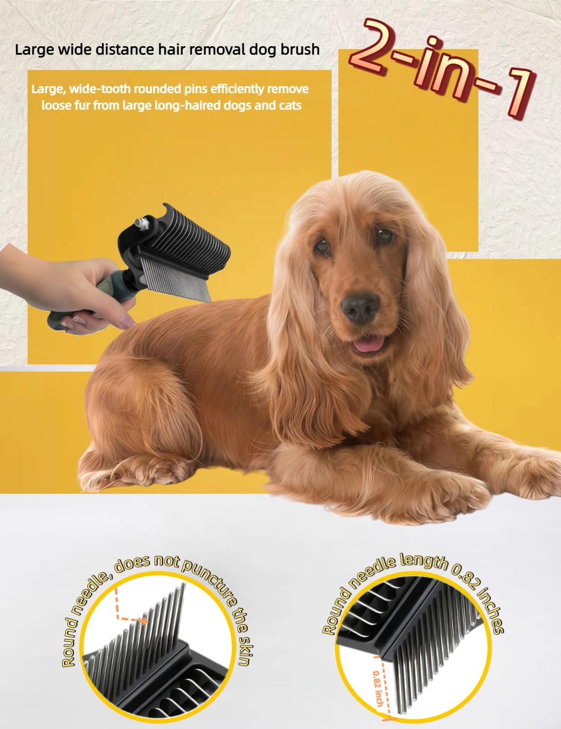 Skiennix 3-in-1 Dog Deshedding Brush - Grooming Tool with Undercoat Rake & Dematting Comb | Medium to Large, Peacock Green